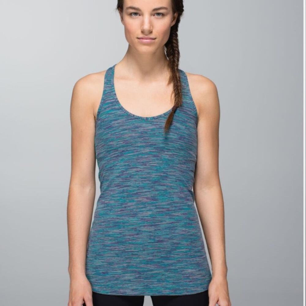Lululemon Cool Racerback Tank SZ 2 Wee Are From Space Blue Tropics